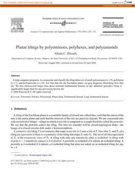 Planar Tilings by Polyominoes, Polyhexes, and Polyiamonds Glenn C