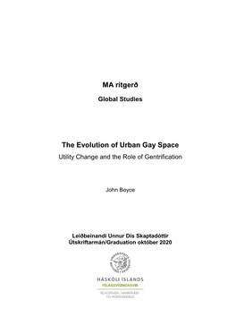 MA Ritgerð the Evolution of Urban Gay Space