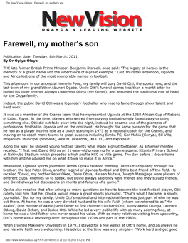 Farewell, My Mother's Son