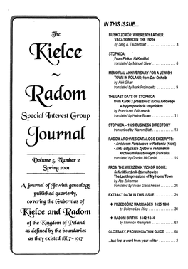 The Kielce Radom Journal Special Interest Group