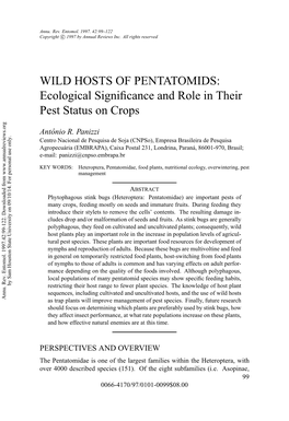 Ecological Significance and Role in Their Pest Status on Crops