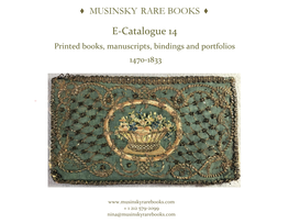 E-Catalogue 14 Printed Books, Manuscripts, Bindings and Portfolios 1470-1833