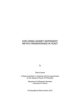Exploring Adomet-Dependent Methyltransferases in Yeast
