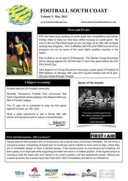 FOOTBALL SOUTH COAST ` Volume 3: May 2013