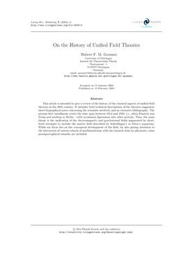 On the History of Unified Field Theories