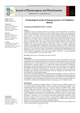 Technological Needs of Banana Growers of Cuddalore District