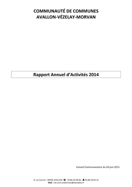 Rapport D'activités 2014