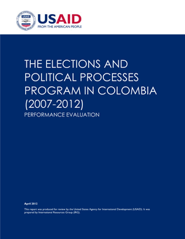The Elections and Political Processes Program in Colombia (2007-2012) Performance Evaluation