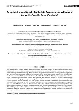 An Updated Biostratigraphy for the Late Aragonian and Vallesian of the Vallès-Penedès Basin (Catalonia)