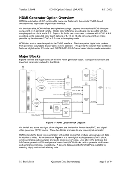 HDMI-Generator Option Overview Major Blocks