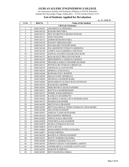 GUDLAVALLERU ENGINEERING COLLEGE List of Students