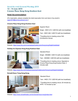 14 June 2019 Crowne Plaza Hong Kong Kowloon East