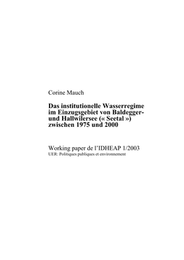 Und Hallwilersee (« Seetal ») Zwischen 1975 Und 2000