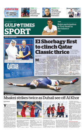 El Shorbagy First to Clinch Qatar Classic Thrice