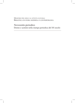 Novecento Periodico Donne E Uomini Nella Stampa Periodica Del XX Secolo