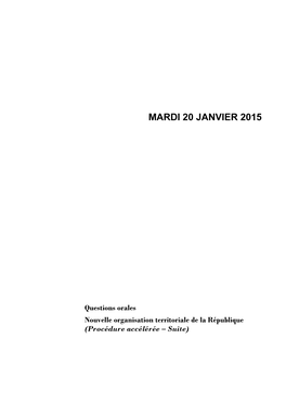 Mardi 20 Janvier 2015