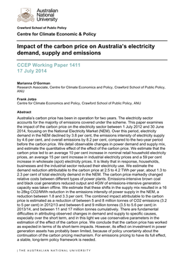 Impact of the Carbon Price on Australia's Electricity Demand