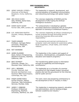 Ieee Founders Medal Recipients