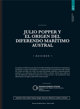 Julio Popper Y El Origen Del Diferendo Marítimo Austral