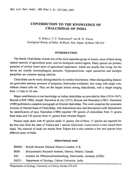 Contribution to the Knowledge of Chalcididae of India