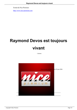 Raymond Devos Est Toujours Vivant