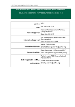 FSC National Risk Assessment of Controlled Wood for Ukraine