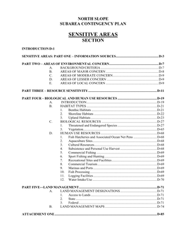 Sensitive Areas Section