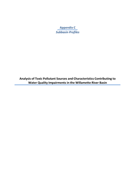 Appendix C Subbasin Profiles Analysis of Toxic Pollutant Sources