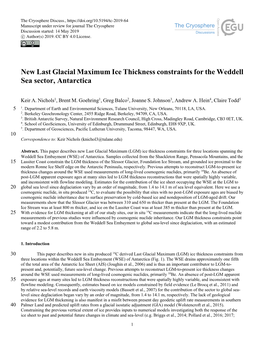 New Last Glacial Maximum Ice Thickness Constraints for the Weddell Sea Sector, Antarctica