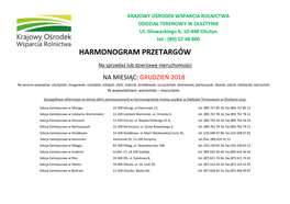 Harmonogram Przetargów