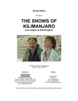 THE SNOWS of KILIMANJARO (Les Neiges Du Kilimandjaro)