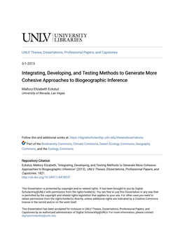 Integrating, Developing, and Testing Methods to Generate More Cohesive Approaches to Biogeographic Inference