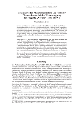 Botaniker Oder Pflanzensammler? Die Rolle Der Pflanzenkunde Bei Der Weltumseglung Der Fregatte „Novara“ (1857–1859)*)