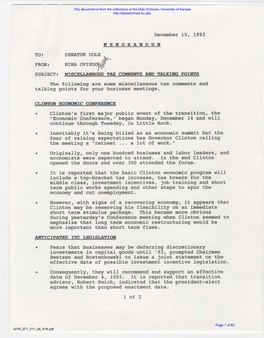 December 15, 1992 MEMORANDUM TO