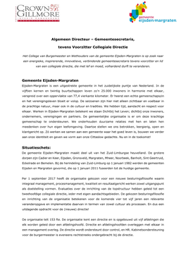 Algemeen Directeur – Gemeentesecretaris, Tevens