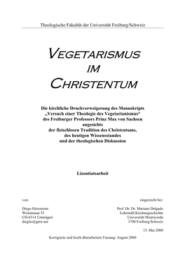 Vegetarismus Im Christentum