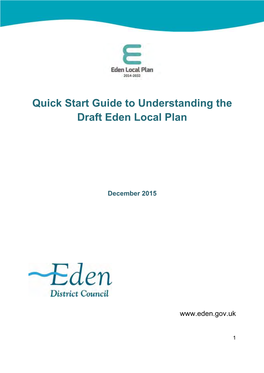 Quick Start Guide to Understanding the Draft Eden Local Plan