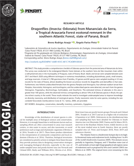 Dragonflies (Insecta: Odonata) from Mananciais Da Serra, a Tropical-Araucaria Forest Ecotonal Remnant in the Southern Atlantic Forest, State of Paraná, Brazil