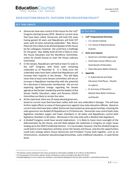 2018 Election Results: Outlook for Education Policy1