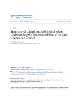 Transnational Capitalism and the Middle East: Understanding the Transnational Elites of the Gulf Cooperation Council