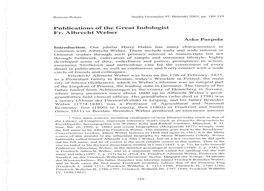 Pubtications of the Great Indologist Fr. Albrecht Weber Asko Parpola