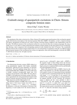 Coulomb Energy of Quasiparticle Excitations in Chern±Simons Composite Fermion States