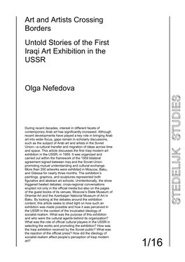 Art and Artists Crossing Borders Untold Stories of the First Iraqi Art Exhibition in the USSR