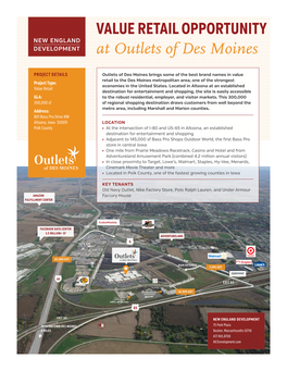 VALUE RETAIL OPPORTUNITY at Outlets of Des Moines