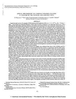 19 95Apjs. . .98. .171V the Astrophysical Journal Supplement