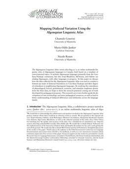 Mapping Dialectal Variation Using the Algonquian Linguistic Atlas