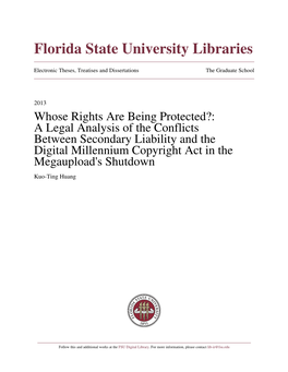 A Legal Analysis of the Conflicts Between Secondary Liability and the Digital Millennium Copyright Act in the Megaupload's Shutdown Kuo-Ting Huang