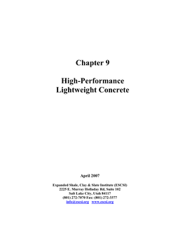 Chapter 9: High-Performance Lightweight Concrete