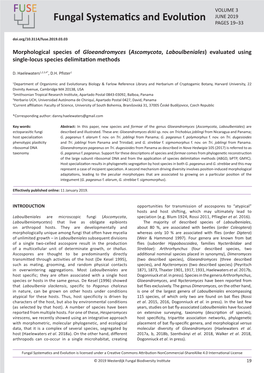 Morphological Species of Gloeandromyces (Ascomycota, Laboulbeniales) Evaluated Using Single-Locus Species Delimitation Methods
