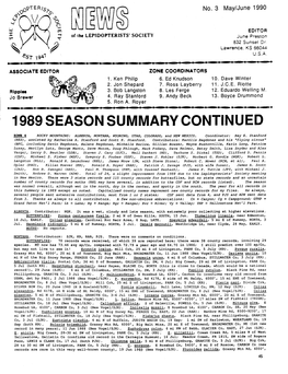 1989 Season Summary Continued
